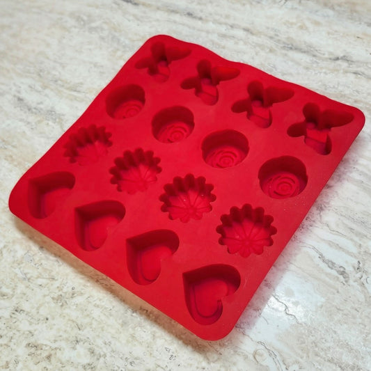 16 Cavity Flowers, Heart, and Butterfly Silicone Mold - Wixy Soap - Soap Supply
