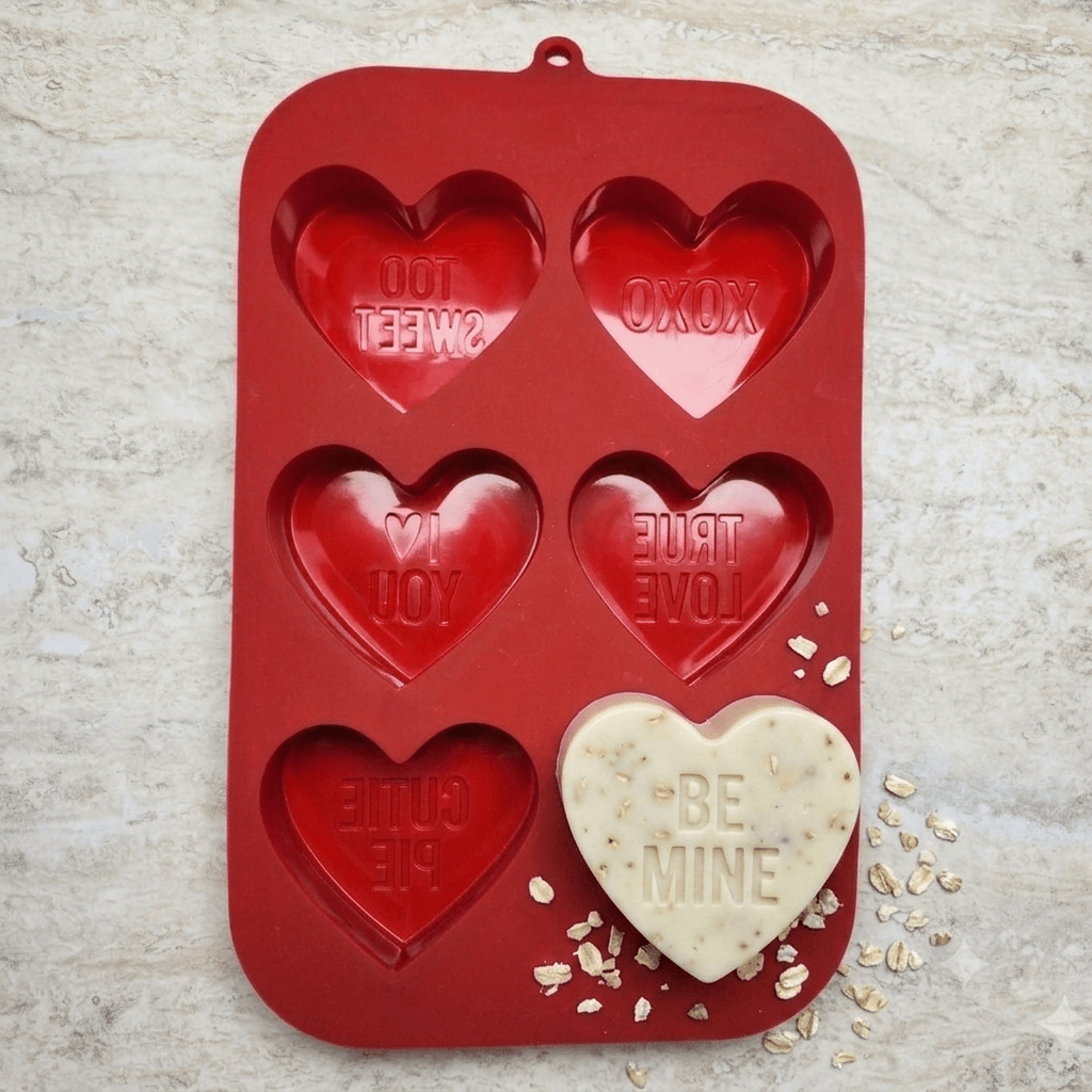 6 Cavity Heart Silicone Mold - Wixy Soap - Soap Supply