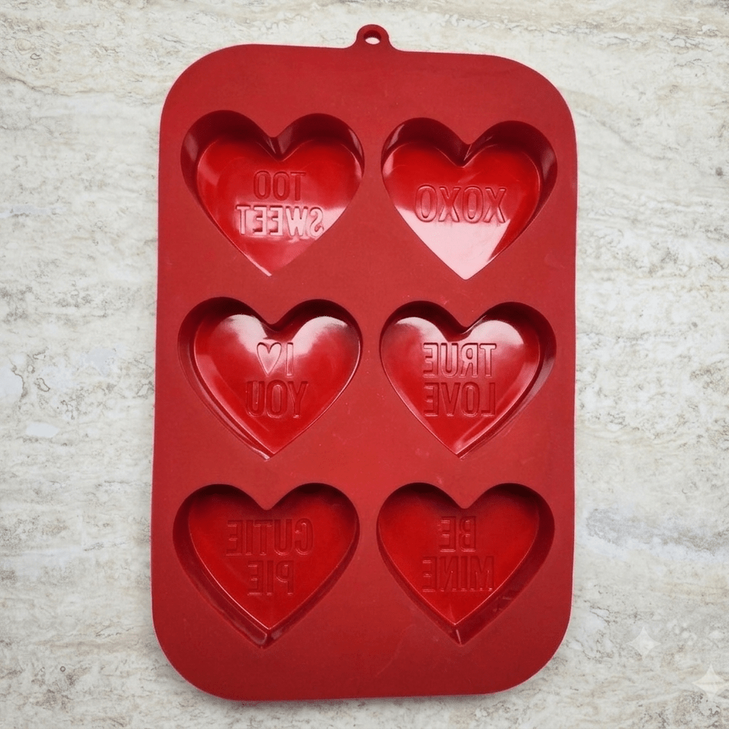 6 Cavity Heart Silicone Mold - Wixy Soap - Soap Supply