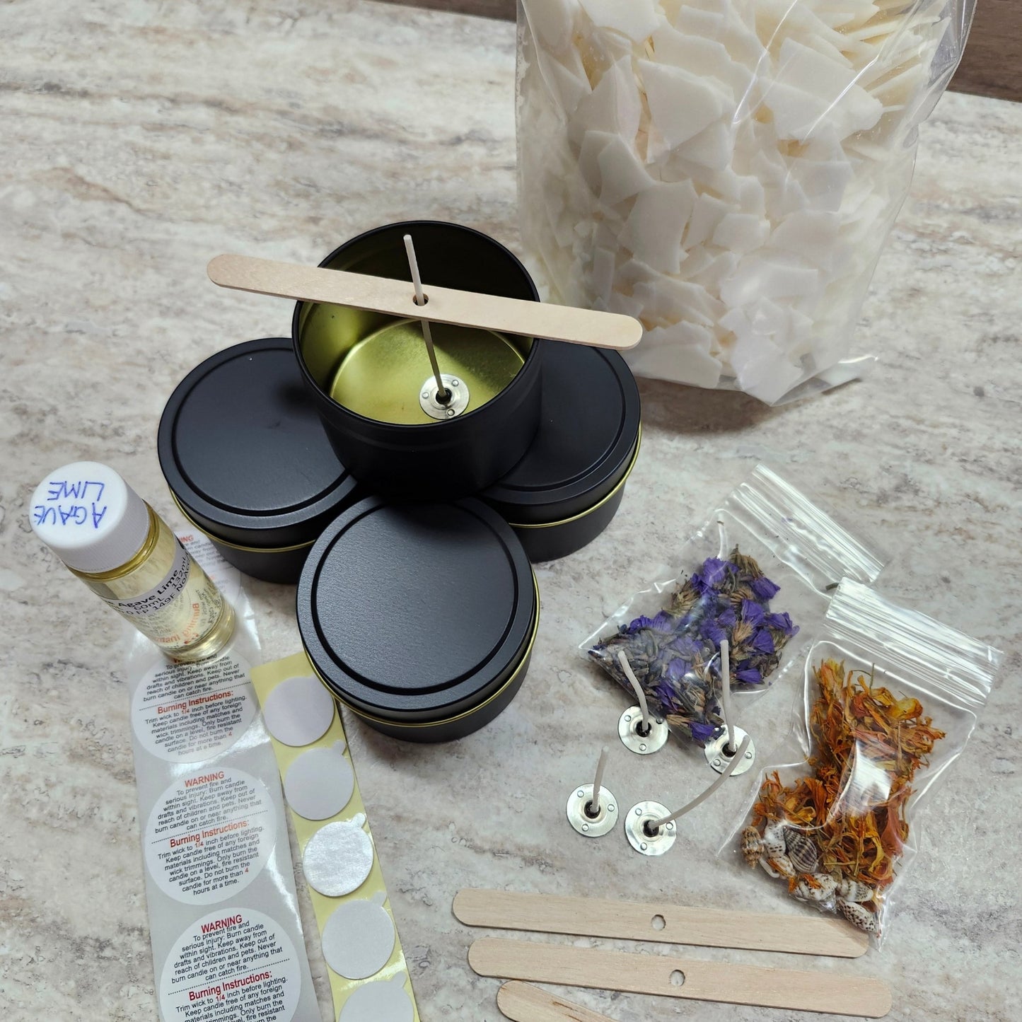 Candle Making Kit (Soy Wax - 4x4oz Tins) - Wixy Soap - Soap Supply