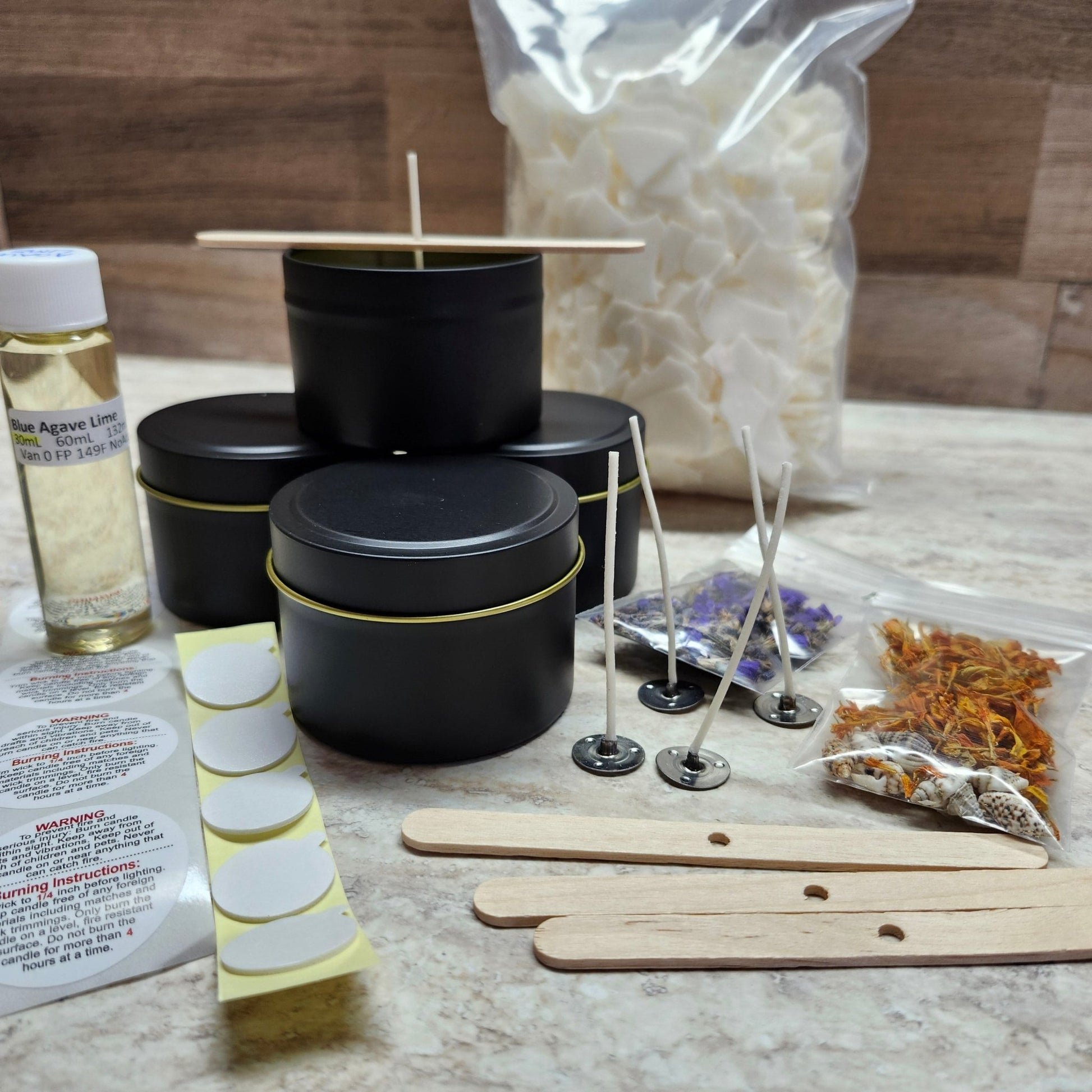 Candle Making Kit (Soy Wax - 4x4oz Tins) - Wixy Soap - Soap Supply