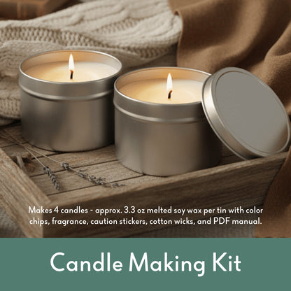 Candle Making Kit (Soy Wax - 4x4oz Tins) - Wixy Soap - Soap Supply