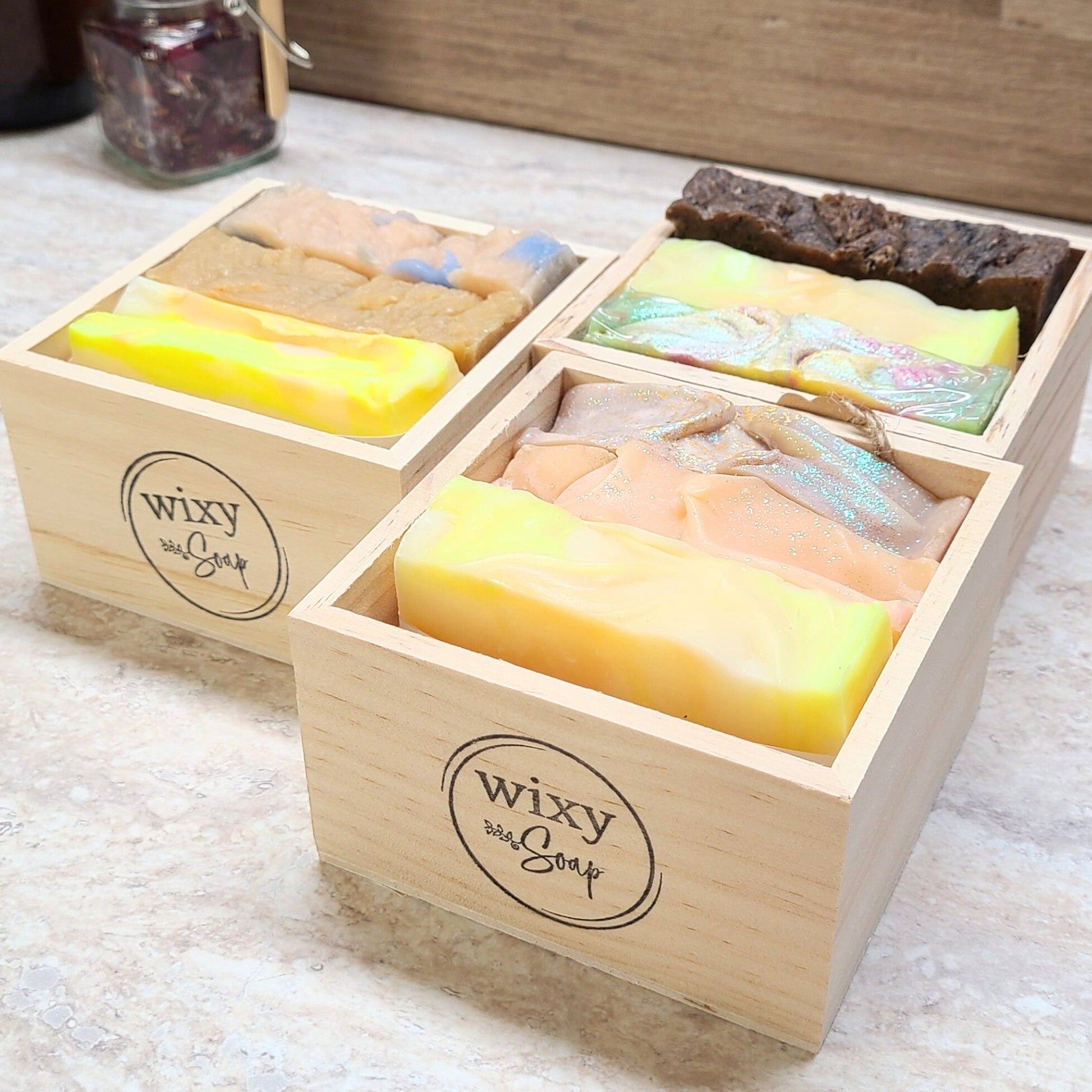 Luxury 3 Soap Bar Wood Box Set - Wixy Soap - Health & Beauty