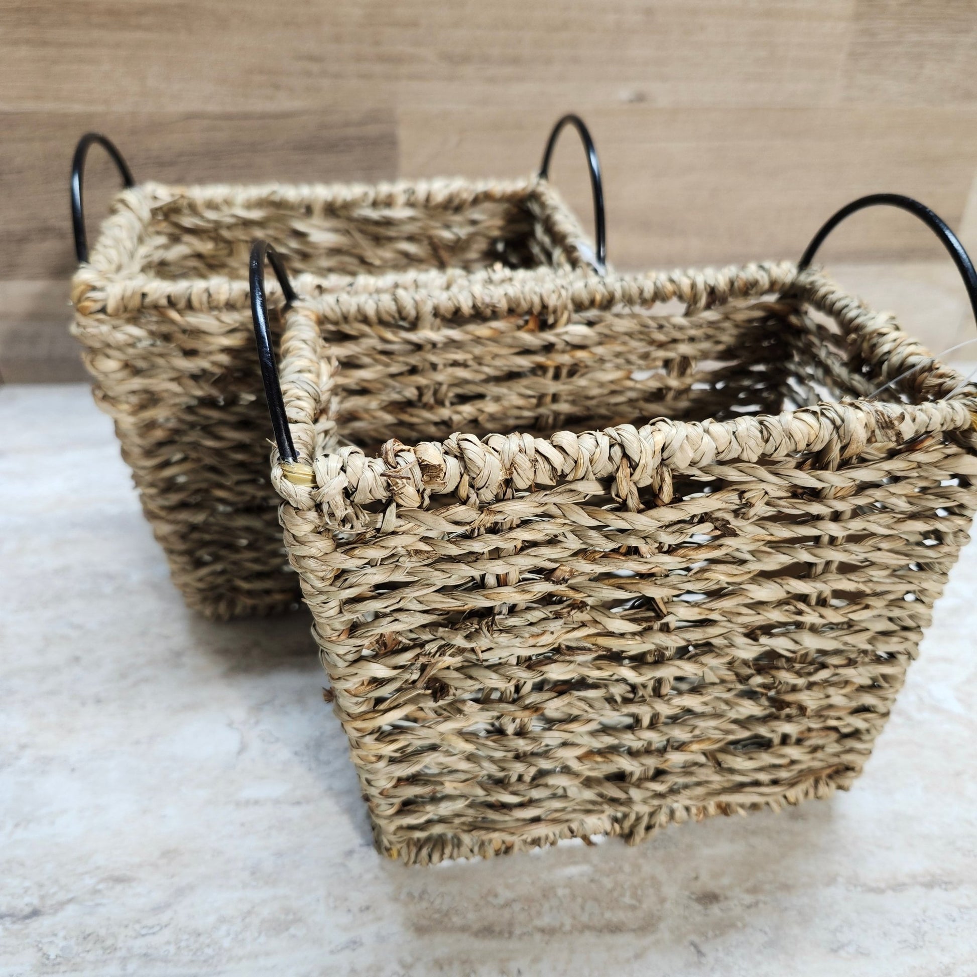 Seagrass Baskets with Sleek Metal Handles - Wixy Soap - Soap Supply