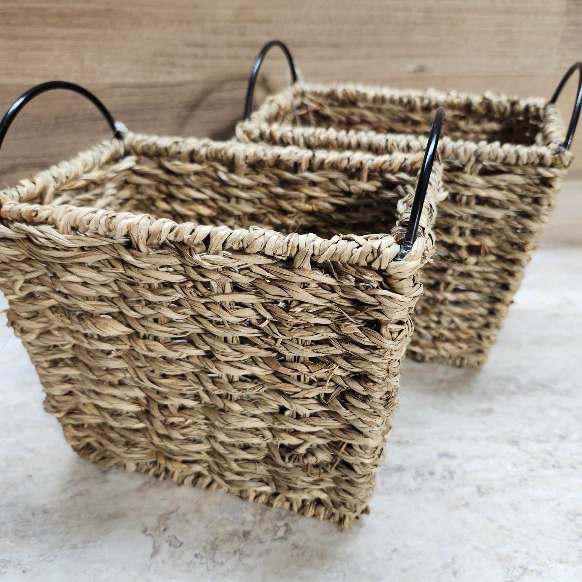 Seagrass Baskets with Sleek Metal Handles - Wixy Soap - Soap Supply